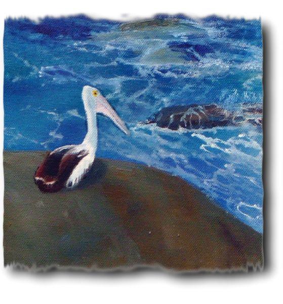 Close up of the Pelican showing some detail in my oil painting