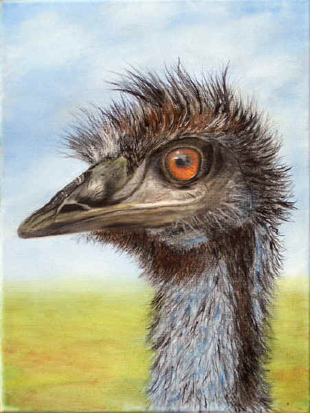 Emu at Eagle Point original oil painting by Australian artist Garry Purcell