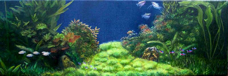 Tropical Aquarium Oil Painting Commission Australian Artist Garry Purcell