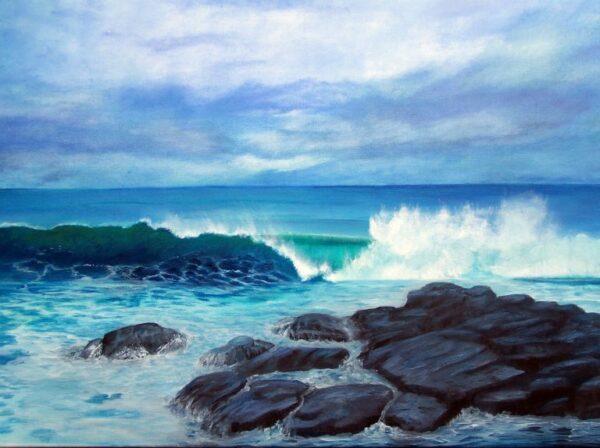 Flinders Blow Hole Rocks - Original Seascape Oil Painting by Artist Garry Purcell