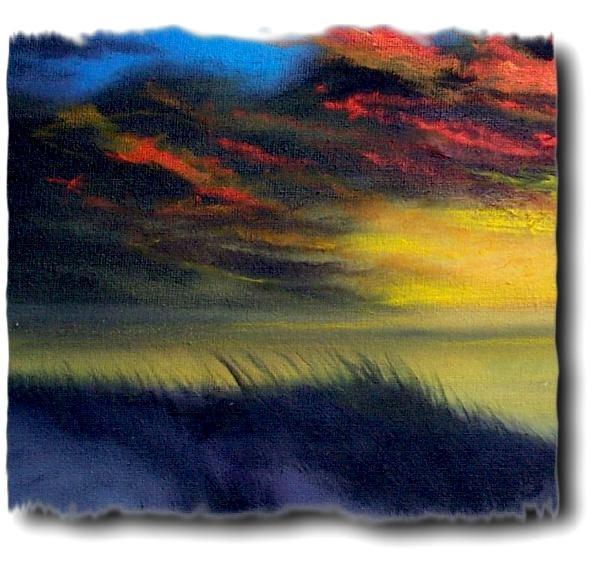 Sunset Dreaming Seascape Oil Painting Close Up