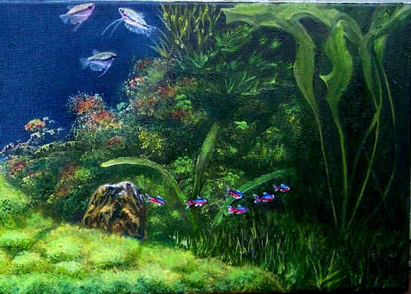 Aquarium Right Close Up Oil Painting Commission Artist Garry Purcell