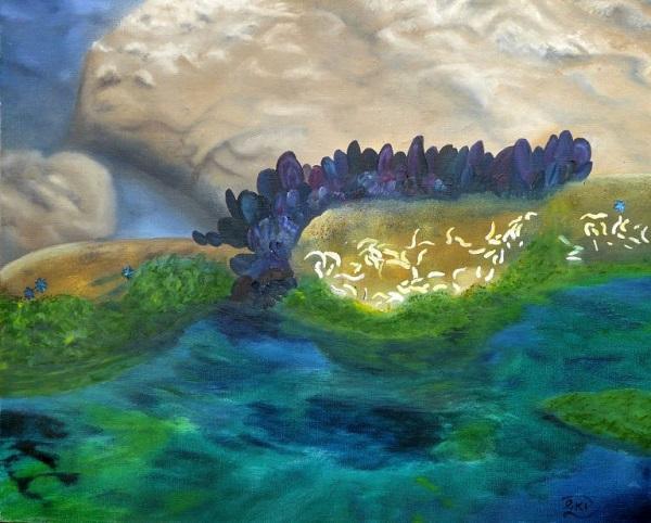 Mussel Rock Pool Kilcunda Seascape Oil Painting by Australian artist Garry Purcell