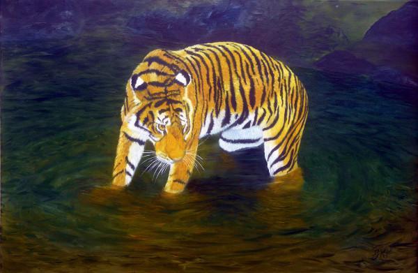 Ramalon the Sumatran Tiger original oil painting for sale