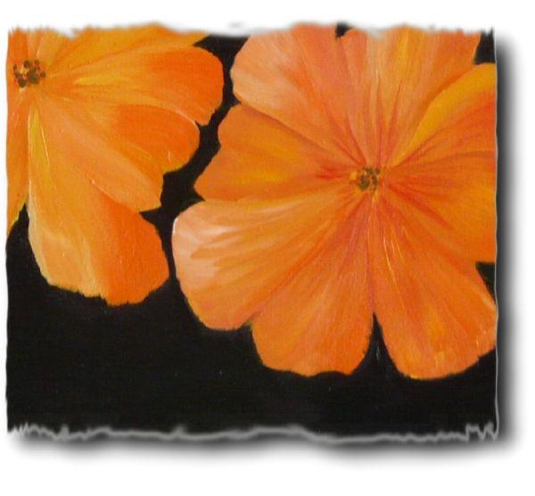 Yellow Flowers Floral Oil Painting Close Up